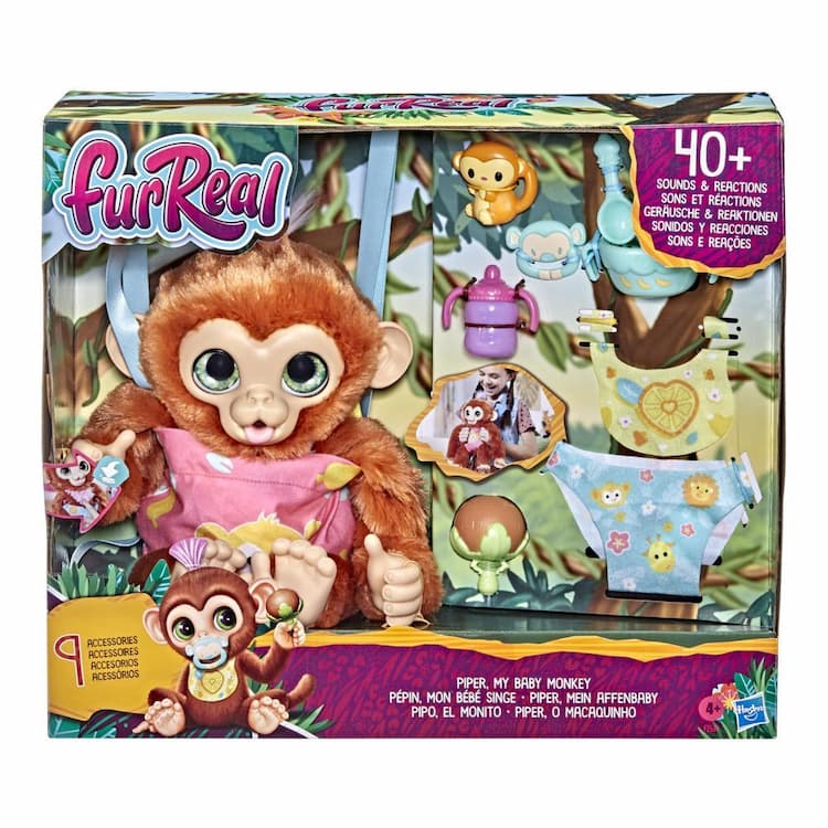 furReal Piper, My Baby Monkey Interactive Animatronic Toy, 50+ Sounds and Reactions, for Kids Ages 4 and up