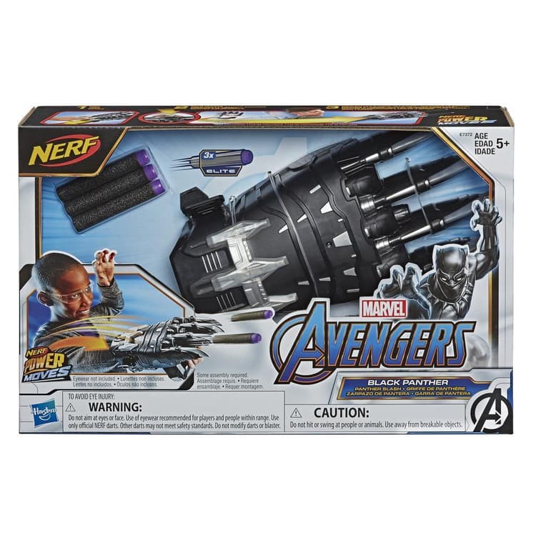 NERF Power Moves Marvel Avengers Black Panther Power Slash NERF Dart-Launching Toy for Kids Roleplay, Kids Ages 5 and Up