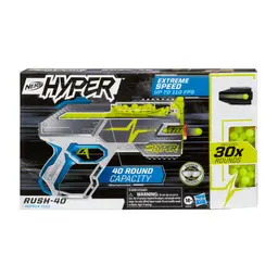 Nerf Hyper Rush-40 Pump-Action Blaster and 30 Nerf Hyper Rounds, 110 FPS Velocity, Easy Reload, 40-Round Capacity