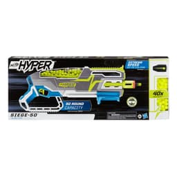 Nerf Hyper Siege-50 Pump-Action Blaster and 40 Nerf Hyper Rounds, 110 FPS Velocity, Easy Reload, 50- Round Capacity