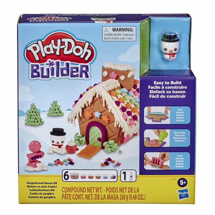 Play-Doh Builder Gingerbread House Toy Building Kit for Kids 5 Years and Up with 6 Non-Toxic Play-Doh Colors