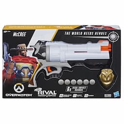 Overwatch McCree Nerf Rival Blaster with Die Cast Badge and 6 Overwatch Nerf Rival Rounds