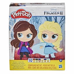 Play-Doh Featuring Disney Frozen 2 Create 'n Style Set Make Your Own Anna and Elsa Toy with 10 Non-Toxic Cans
