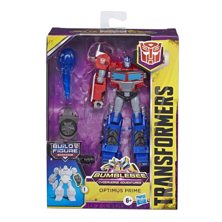 Transformers Toys Cyberverse Deluxe Class Optimus Prime Action Figure, Matrix Mega Shot Attack Move, Build-A-Figure Piece, 5-inch