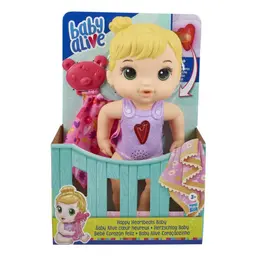 Baby Alive Happy Heartbeats Baby Doll, Responds to Play 10+ Sounds, Blinking Heart, Toy for Kids Ages 3 Years Old and Up