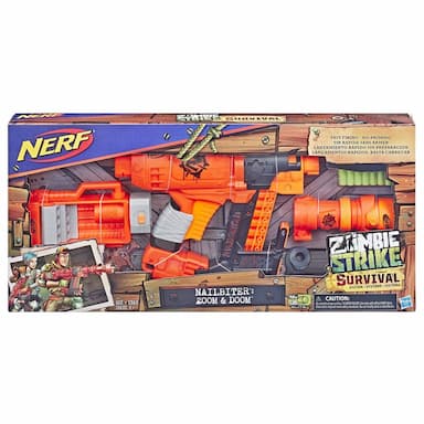 Nailbiter: Zoom & Doom Nerf Zombie Strike Toy Blaster with Indexing Clip, Stock, Barrel, 16 Official Zombie Strike Elite Darts  For Kids, Teens, Adults