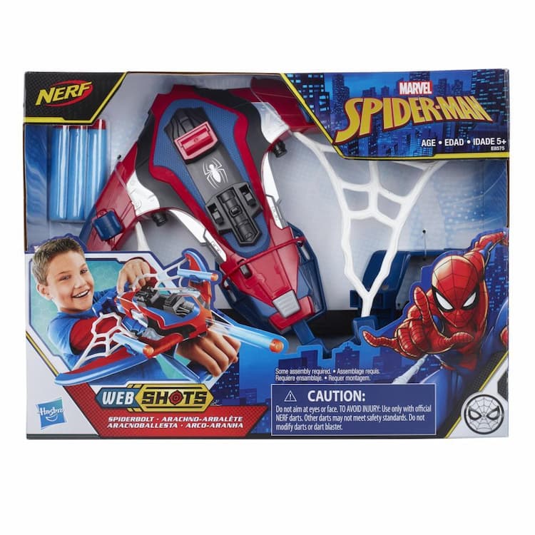 Spider-Man Web Shots Spiderbolt NERF Powered Blaster Toy, Fires Darts, Includes 3 Darts, For Kids Ages 5 and Up