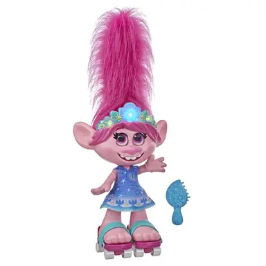 DreamWorks Trolls World Tour Dancing Hair Poppy Interactive Talking Singing Doll with Moving Hair Toy, Kids 4 and Up