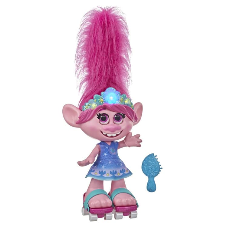 DreamWorks Trolls World Tour Dancing Hair Poppy Interactive Talking Singing Doll with Moving Hair Toy, Kids 4 and Up