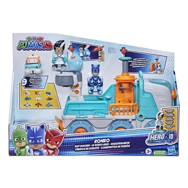 PJ Masks Romeo Bot Builder Preschool Toy, 2-in-1 Romeo Vehicle and Robot Factory Playset for Kids Ages 3 and Up