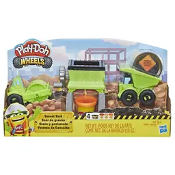 Play-Doh Wheels Gravel Yard Construction Toy with Non-Toxic Pavement Buildin' Compound Plus 3 Additional Colors