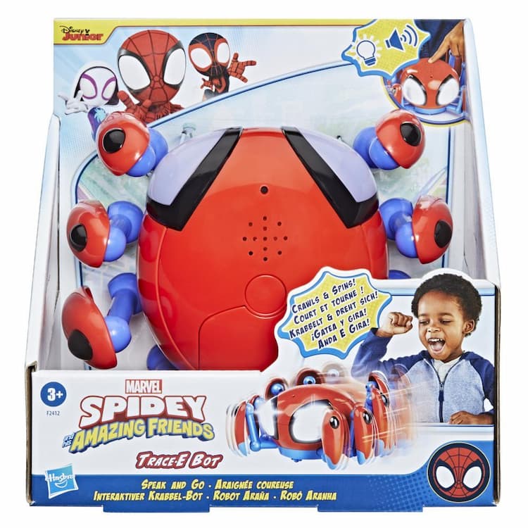 Spidey and His Amazing Friends Speak and Go Trace-E Bot Electronic Spider Toy, Sound-Activated, Crawls, For Ages 3 and Up