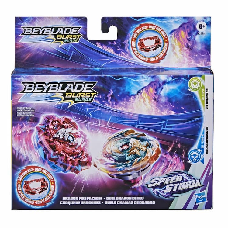 Beyblade Burst Surge Speedstorm Dragon Fire Faceoff -- 2 Tops, Launchers and Flame Forge Disc, Battling Game Toy