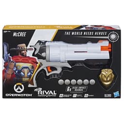 Overwatch McCree Nerf Rival Blaster with Die Cast Badge and 6 Overwatch Nerf Rival Rounds
