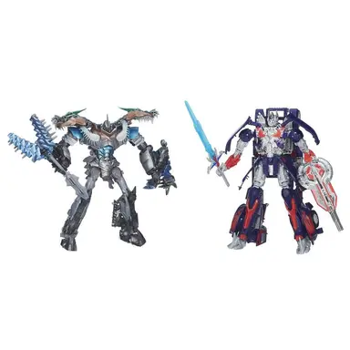 Transformers Age of Extinction Generations Leader Class Optimus Prime and Grimlock Figures