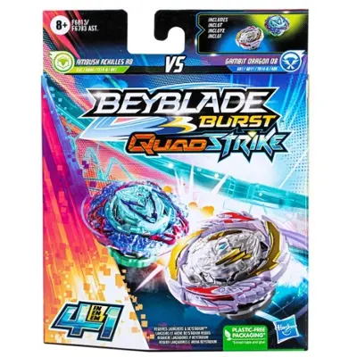 Beyblade Burst QuadStrike Gambit Dragon D8 and Ambush Achilles A8 Dual Pack, Battling Game Toy