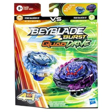 Beyblade Burst QuadDrive Roar Balkesh B7 and Stone Balderov B7 Spinning Top Dual Pack -- Battling Game Top Toy