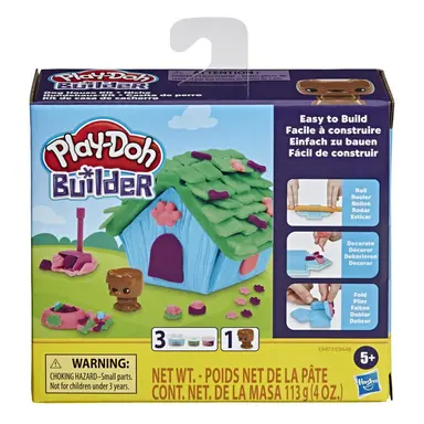 Play-Doh Builder Doghouse Mini Animal Building Kit for Kids 5 Years and Up with 3 Play-Doh Cans, Non-Toxic