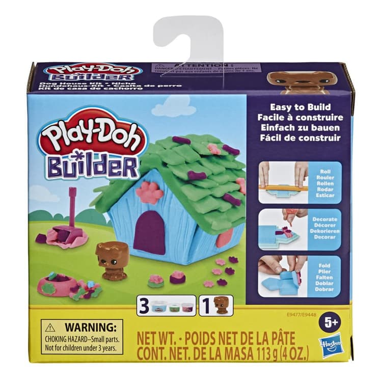 Play-Doh Builder Doghouse Mini Animal Building Kit for Kids 5 Years and Up with 3 Play-Doh Cans, Non-Toxic