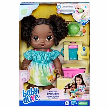 Baby Alive Fruity Sips Doll, Lime, Pretend Juicer Baby Doll Set, Kids 3 and Up, Black Hair