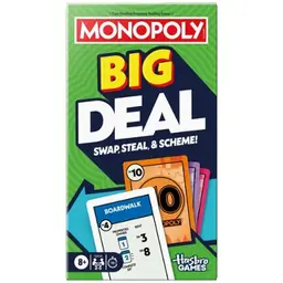Monopoly Big Deal Card Game | Oversized Giant Large Cards for Family Fun | Ages 8+ | 2 to 5 Players | 15 Mins. | Travel Games for Kids and Adults