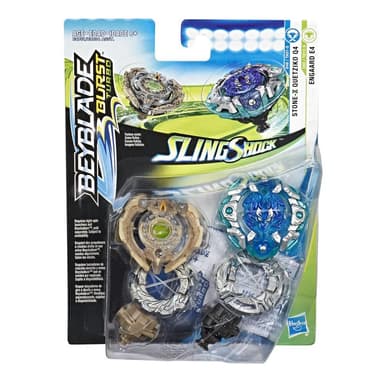 Beyblade Burst Turbo Slingshock Dual Pack Engaard E4 and Stone-X Quetziko Q4
