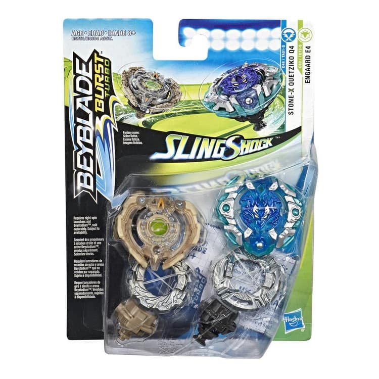 Beyblade Burst Turbo Slingshock Dual Pack Engaard E4 and Stone-X Quetziko Q4