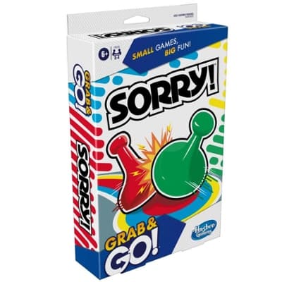 Sorry! Grab and Go Game for Ages 6 and Up, Portable Game for 2-4 Players, Travel Game