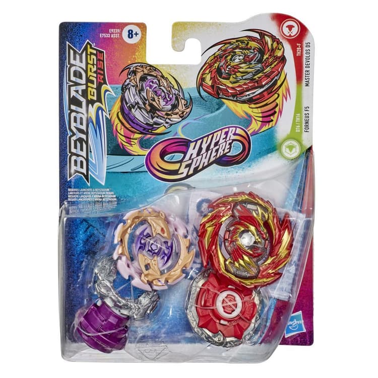 Beyblade Burst Rise Hypersphere Dual Pack Master Devolos D5 and Forneus F5 -- 2 Battling Top Toys Age 8 and Up
