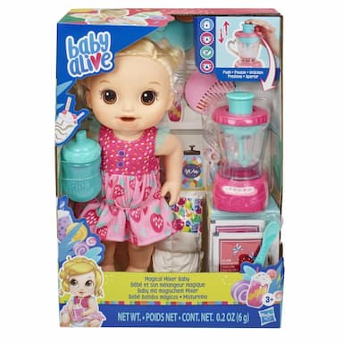 Baby Alive Magical Mixer Baby Doll Strawberry Shake, Blender, Accessories, Drinks, Wets, Eats, Toy for Kids Ages 3 and Up