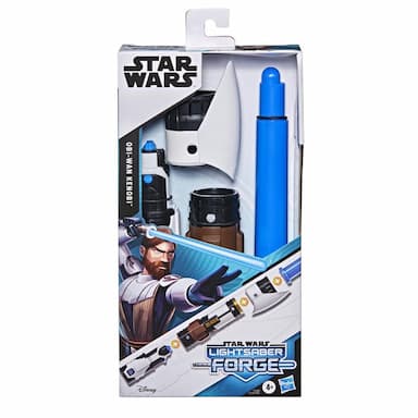 Star Wars Lightsaber Forge Obi-Wan Kenobi Extendable Blue Lightsaber Roleplay Toy for Kids Ages 4 and Up
