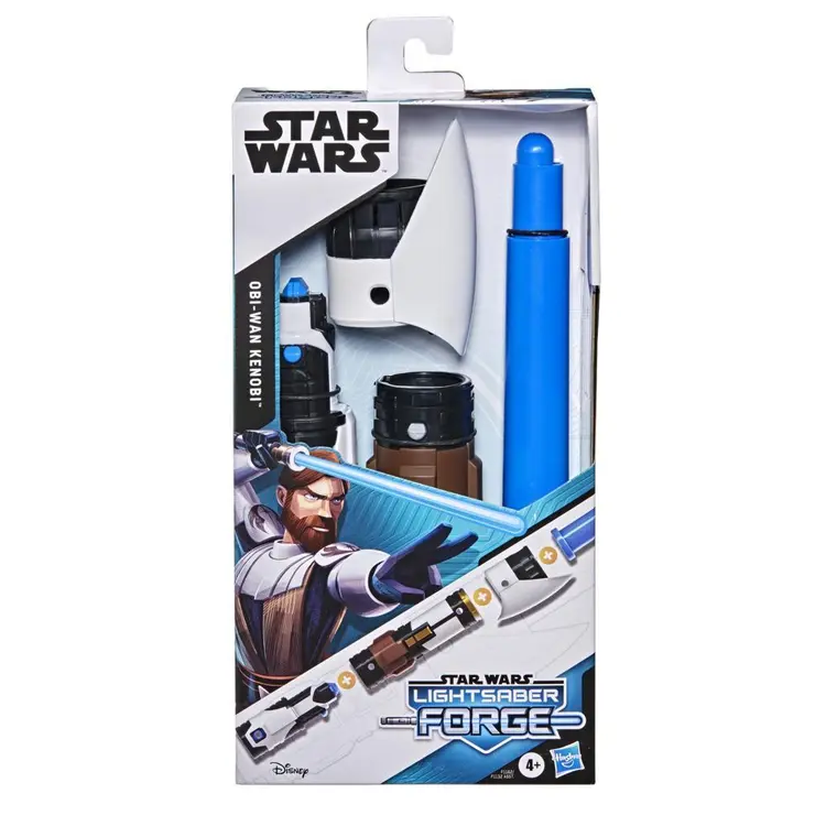 Star Wars Lightsaber Forge Obi-Wan Kenobi Extendable Blue Lightsaber Roleplay Toy for Kids Ages 4 and Up