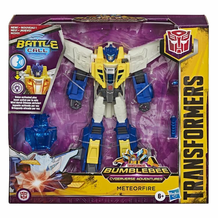 Transformers Meteorfire Cyberverse Adventures Battle Call Trooper Class Meteorfire Action Figure, Voice Activated Energon Power Lights