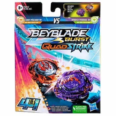 Beyblade Burst QuadStrike Ambush Nyddhog N8 and Chain Poseidon P8 Dual Pack, Battling Game Toy