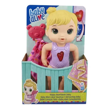 Baby Alive Happy Heartbeats Baby Doll, Responds to Play 10+ Sounds, Blinking Heart, Toy for Kids Ages 3 Years Old and Up