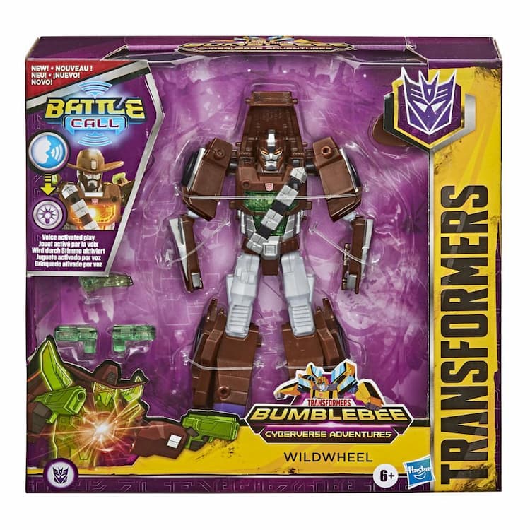 Transformers Bumblebee Cyberverse Adventures Battle Call Trooper Class Wildwheel Action Figure, Voice Activated Energon Power Lights