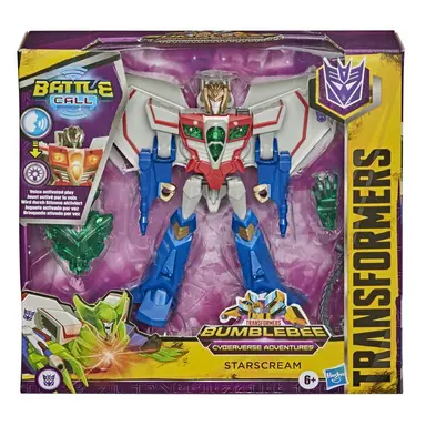 Transformers Bumblebee Cyberverse Adventures Battle Call Trooper Class Starscream Action Figure, Voice Activated Energon Power Lights