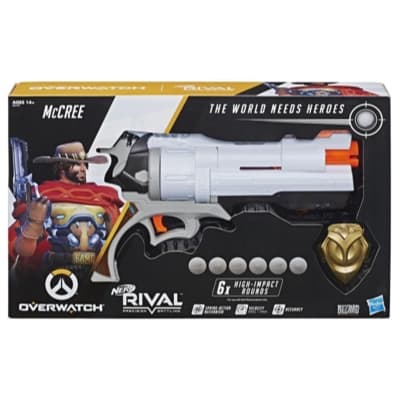 Overwatch McCree Nerf Rival Blaster with Die Cast Badge and 6 Overwatch Nerf Rival Rounds