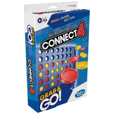 Connect 4 Grab and Go Game for Ages 6 and Up, Portable Game for 2 Players, Travel Game