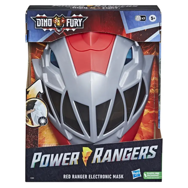 Power Rangers Dino Fury Red Ranger Electronic Mask Roleplay Toy for Costume and Dress Up