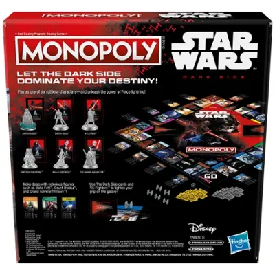 Monopoly: Disney Star Wars Dark Side Edition Board Game for Families, Games for Kids, Star Wars Gift