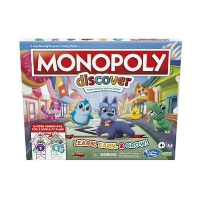 Monopoly Discover Board Game for Kids Ages 4+, 2-Sided Gameboard, Playful Teaching Tools for Families
