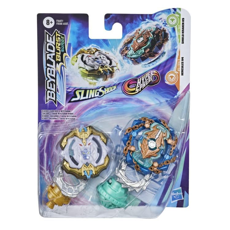 Beyblade Burst Surge Dual Collection Pack Hypersphere Shield Kraken K5 and Slingshock Hercules H4 Battling Game Top Toys