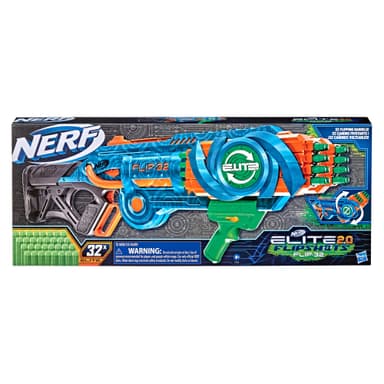 Nerf Elite 2.0 Flipshots Flip-32 Blaster, 32 Dart Barrels Flip to Double Your Firepower, 32-Dart Capacity, 32 Nerf Darts