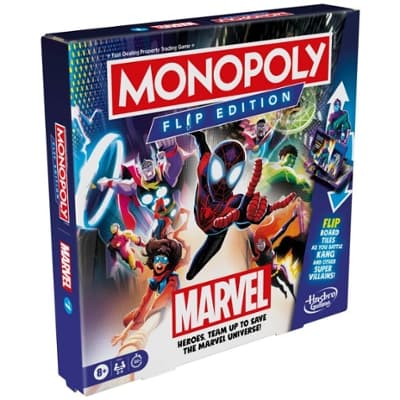 Monopoly Flip Edition: Marvel Board Game for 2 to 4 Players, Ages 8+