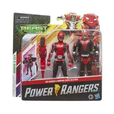 Power Rangers Beast Morphers Red Ranger and Morphin Cruise Beast Bot 6-Inch Action Figure 2-Pack
