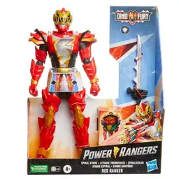 Power Rangers Dino Fury Spiral Strike Red Ranger 12-inch Scale Electronic Action Figure Toy, Ages 4 and Up, Includes 2 Accessories