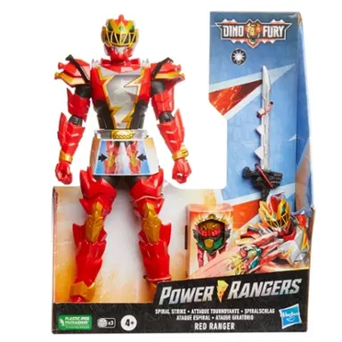 Power Rangers Dino Fury Spiral Strike Red Ranger 12-inch Scale Electronic Action Figure Toy, Ages 4 and Up, Includes 2 Accessories