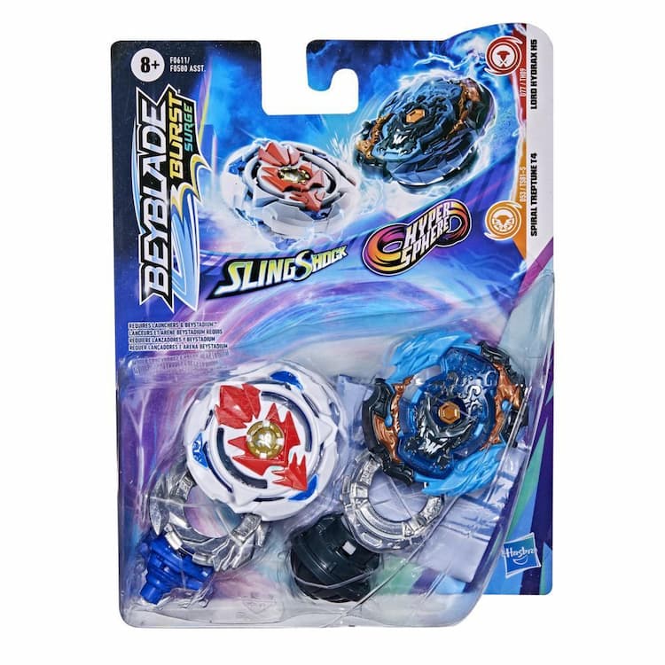 Beyblade Burst Surge Dual Collection Pack Hypersphere Lord Hydrax H5, Slingshock Spiral Treptune T4 Battling Game Top