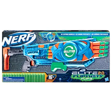 Nerf Elite 2.0 Flipshots Flip-16 Blaster, 16 Dart Barrels Flip to Double Your Firepower, 16-Dart Capacity, 16 Nerf Darts